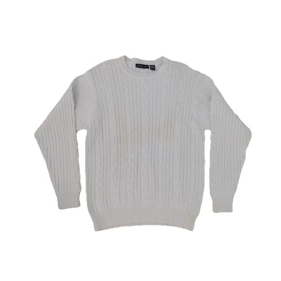 Geoffrey Beene pullover sweater cable knit crew neck cream womens size XL NWT - Picture 1 of 6